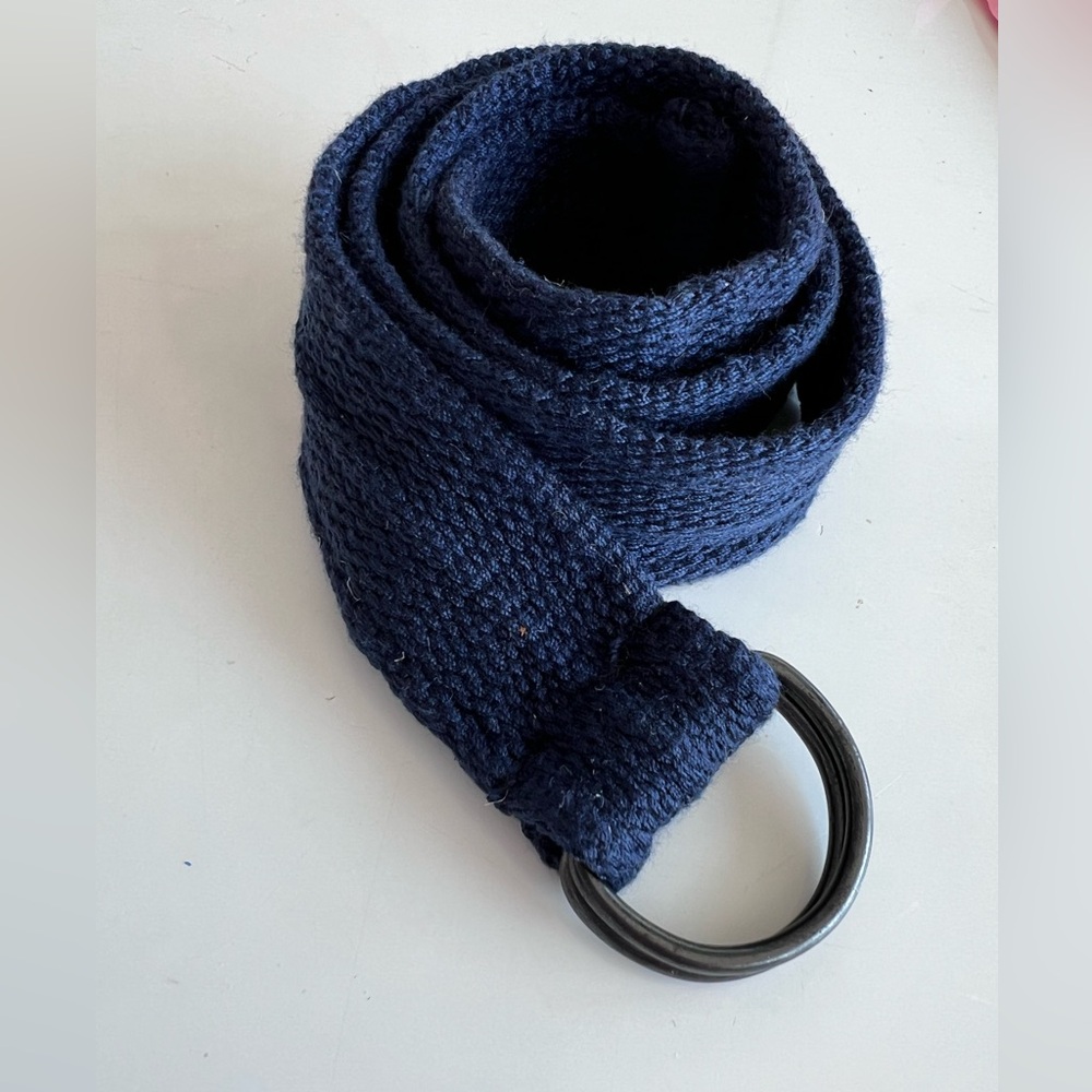 Kids adjustable canvas belt. Blue nautical 26 inches